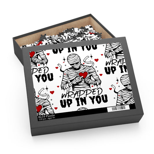 Wrapped Up In You Valentine Puzzle — Romantic Mummy Holding Heart 120/252/500-Piece