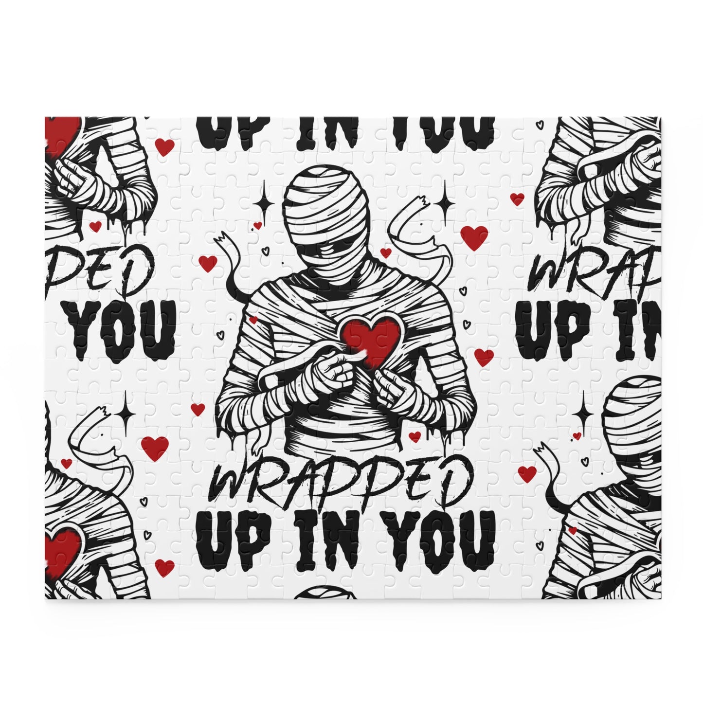 Wrapped Up In You Valentine Puzzle — Romantic Mummy Holding Heart 120/252/500-Piece