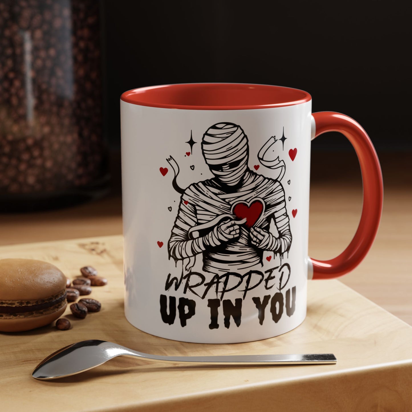 Wrapped Up In You Coffee Mug — Romantic Mummy Heart Accent Mug (11/15oz)