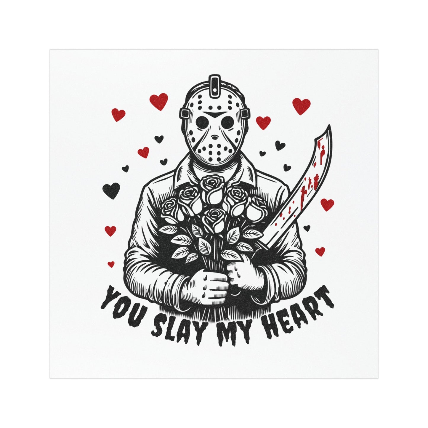 Horror Valentine Car Magnet - "You Slay My Heart" Jason Bouquet Design