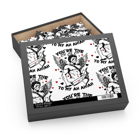 Cupid Jason Mask Pattern Puzzle — "You're the Ch Ch Ch To My Ah Ah" Horror-Valentine Jigsaw