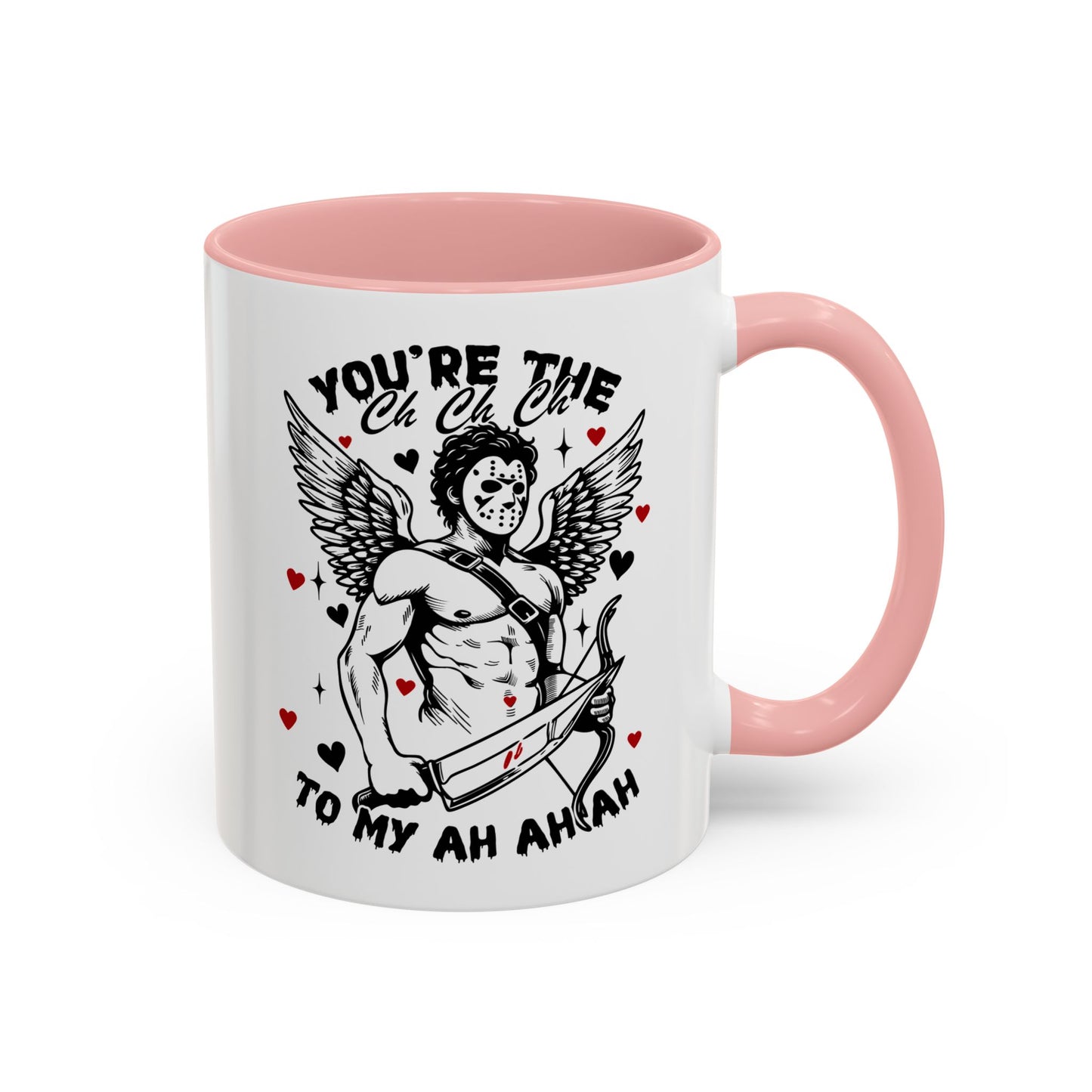 Cupid Jason Mask Coffee Mug — "You're the One to My Ah Ah Ah" Accent Mug