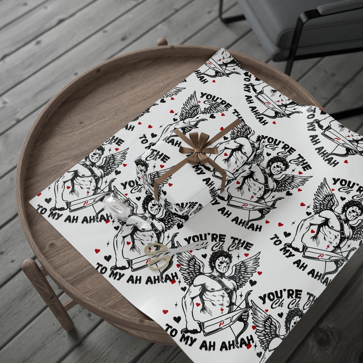 Wrapping Paper — 'You're the One' Vintage Cupid Pattern Valentine Gift Wrap