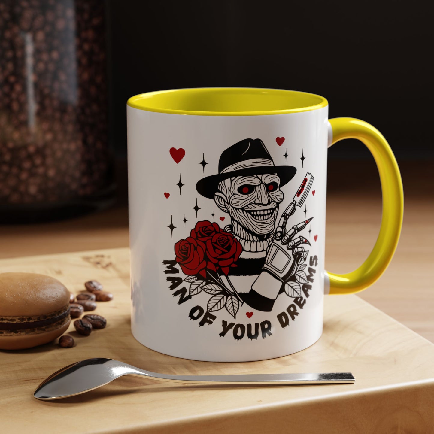 Man of Your Dreams Accent Coffee Mug — Horror Freddy-Inspired Skull with Rose (11/15oz)