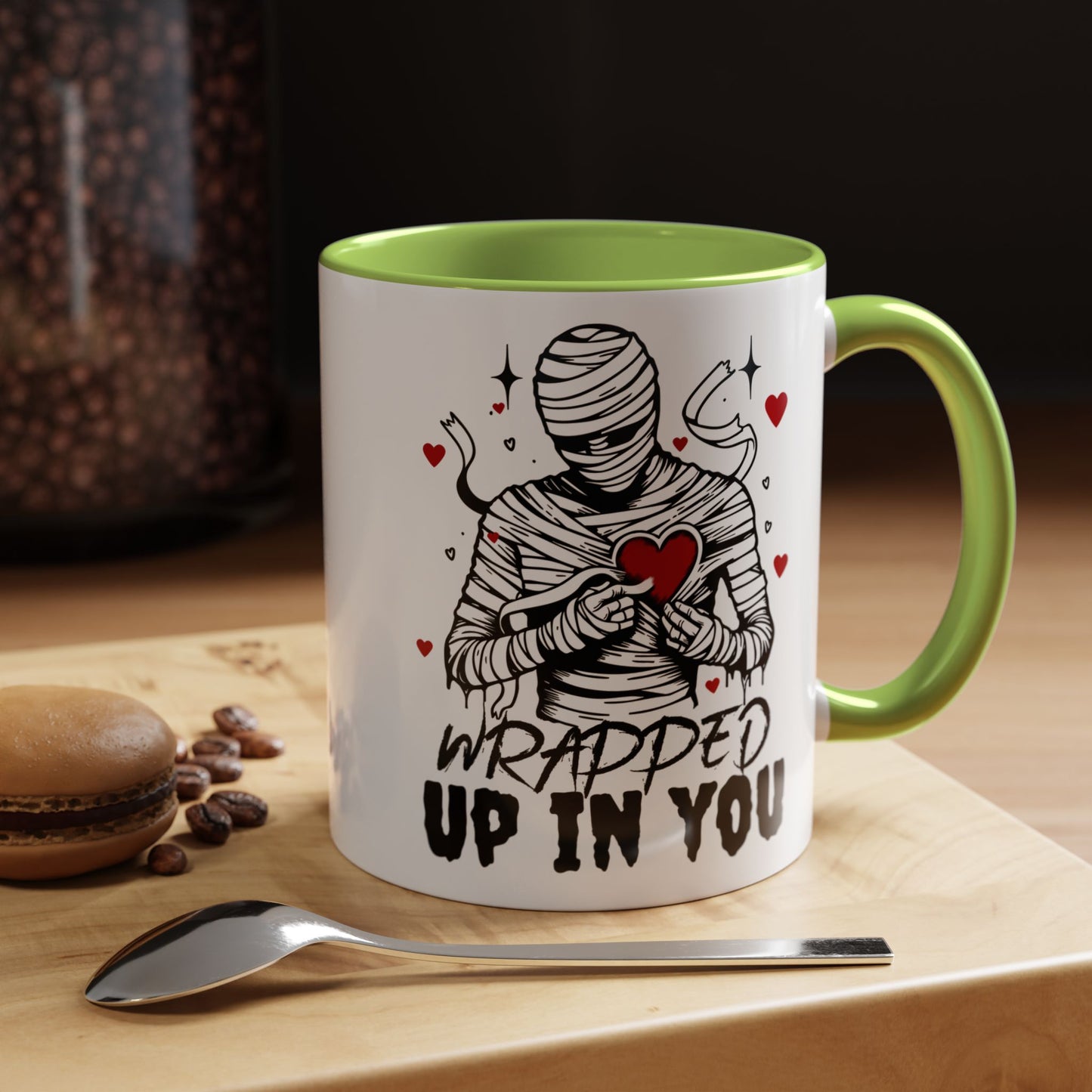 Wrapped Up In You Coffee Mug — Romantic Mummy Heart Accent Mug (11/15oz)