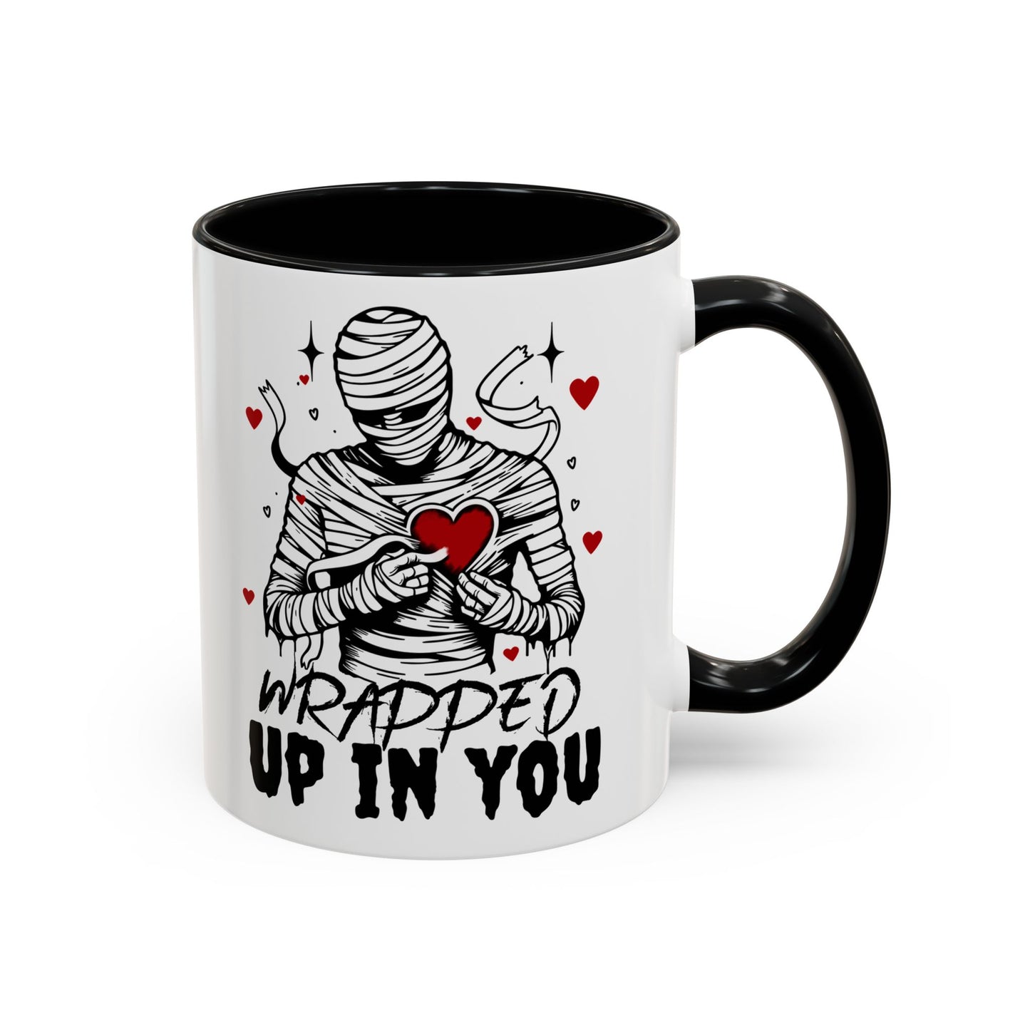 Wrapped Up In You Coffee Mug — Romantic Mummy Heart Accent Mug (11/15oz)