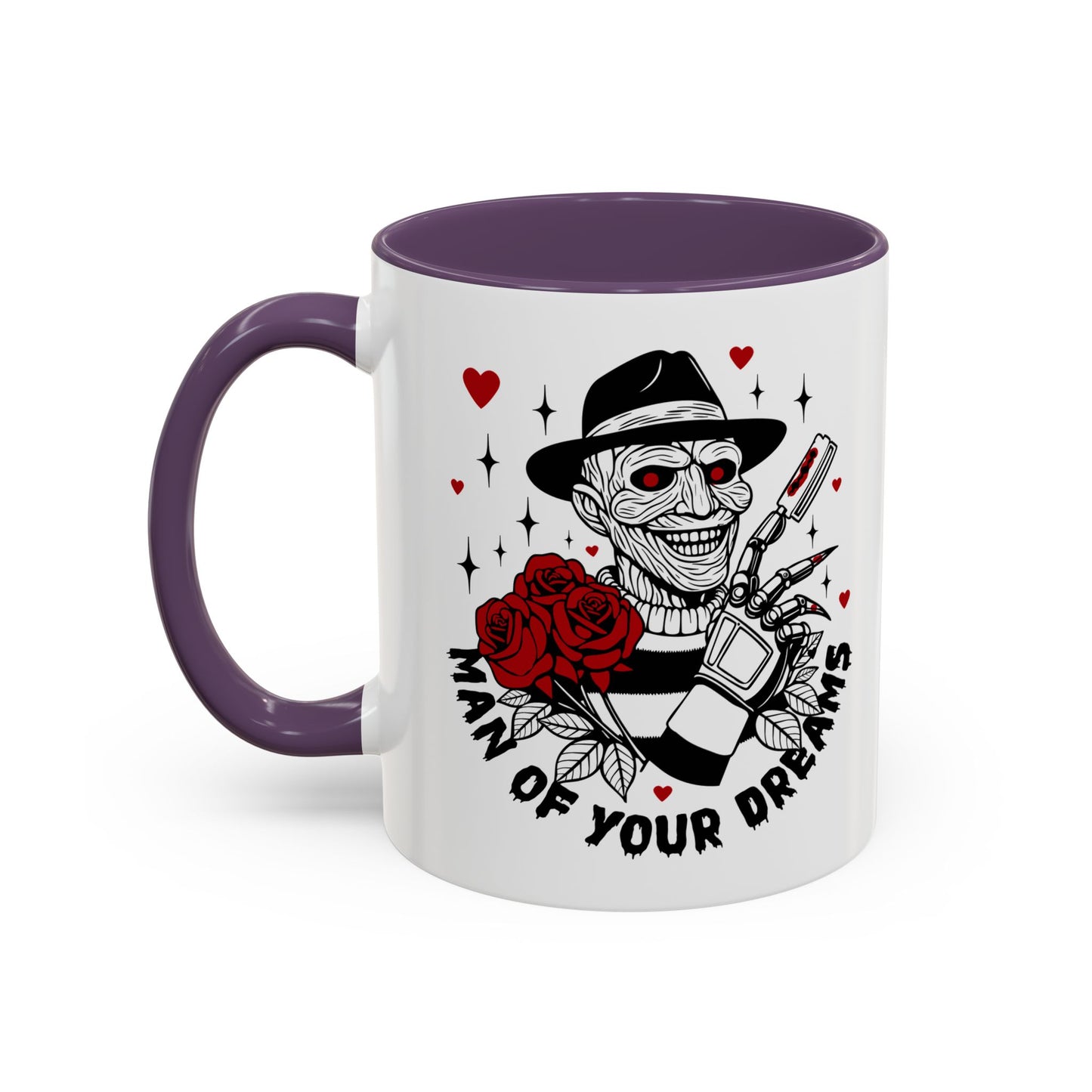 Man of Your Dreams Accent Coffee Mug — Horror Freddy-Inspired Skull with Rose (11/15oz)