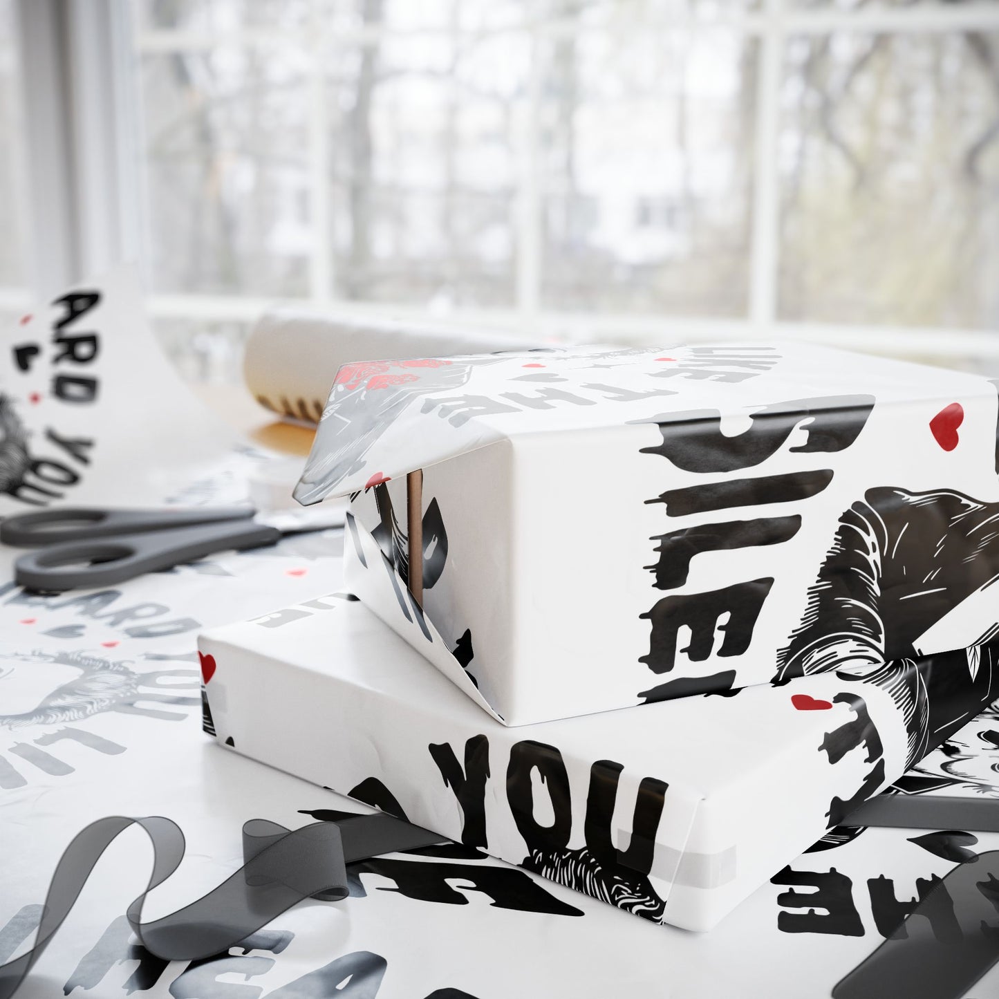 Horror Movie Wrapping Paper — “I Heard You Like the Silent Type” Pattern