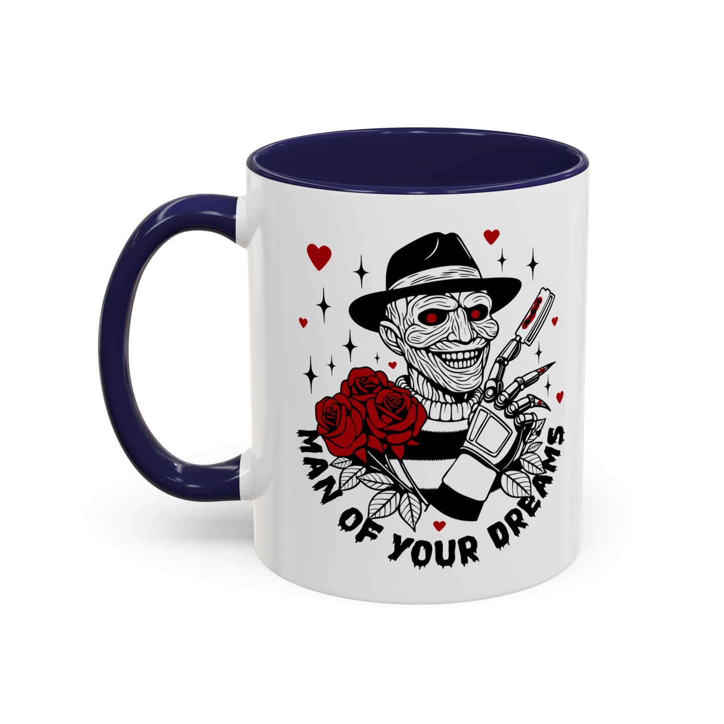 Man of Your Dreams Accent Coffee Mug — Horror Freddy-Inspired Skull with Rose (11/15oz)