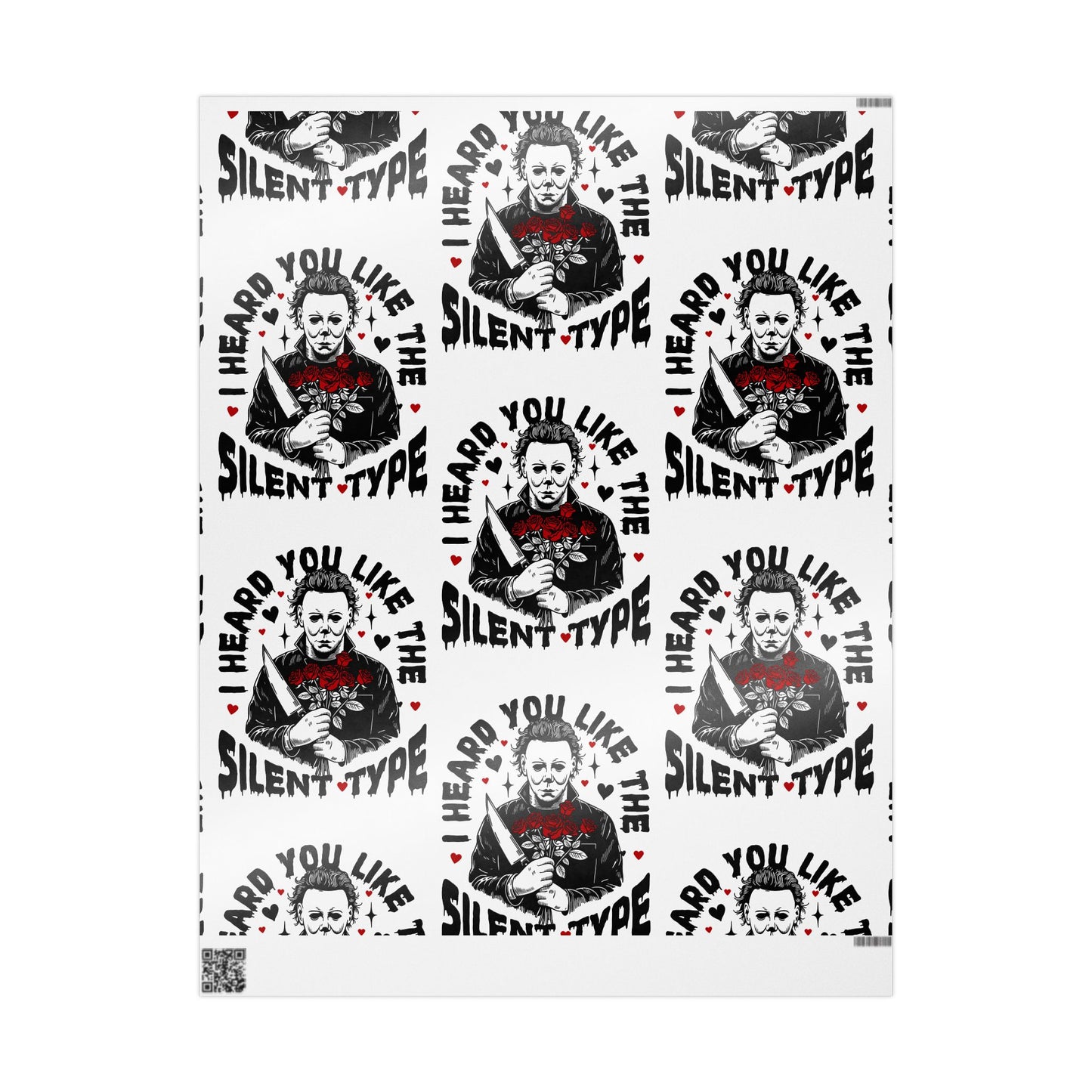 Horror Movie Wrapping Paper — “I Heard You Like the Silent Type” Pattern
