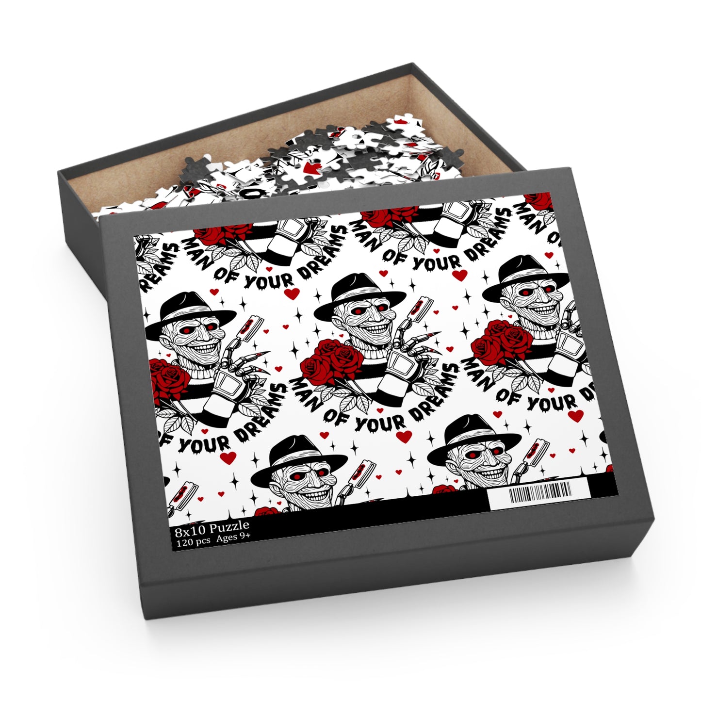 Horror-themed Jigsaw Puzzle — “Man of Your Dreams” Skull & Rose Pattern (120/252/500 pcs)