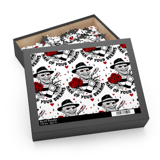 Horror-themed Jigsaw Puzzle — “Man of Your Dreams” Skull & Rose Pattern (120/252/500 pcs)