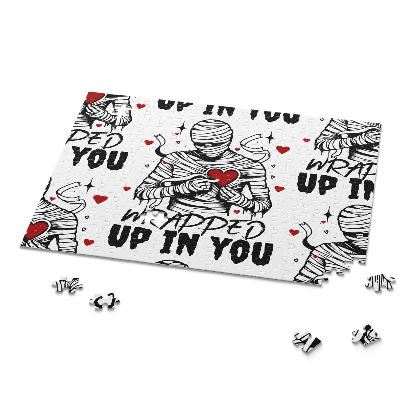 Wrapped Up In You Valentine Puzzle — Romantic Mummy Holding Heart 120/252/500-Piece