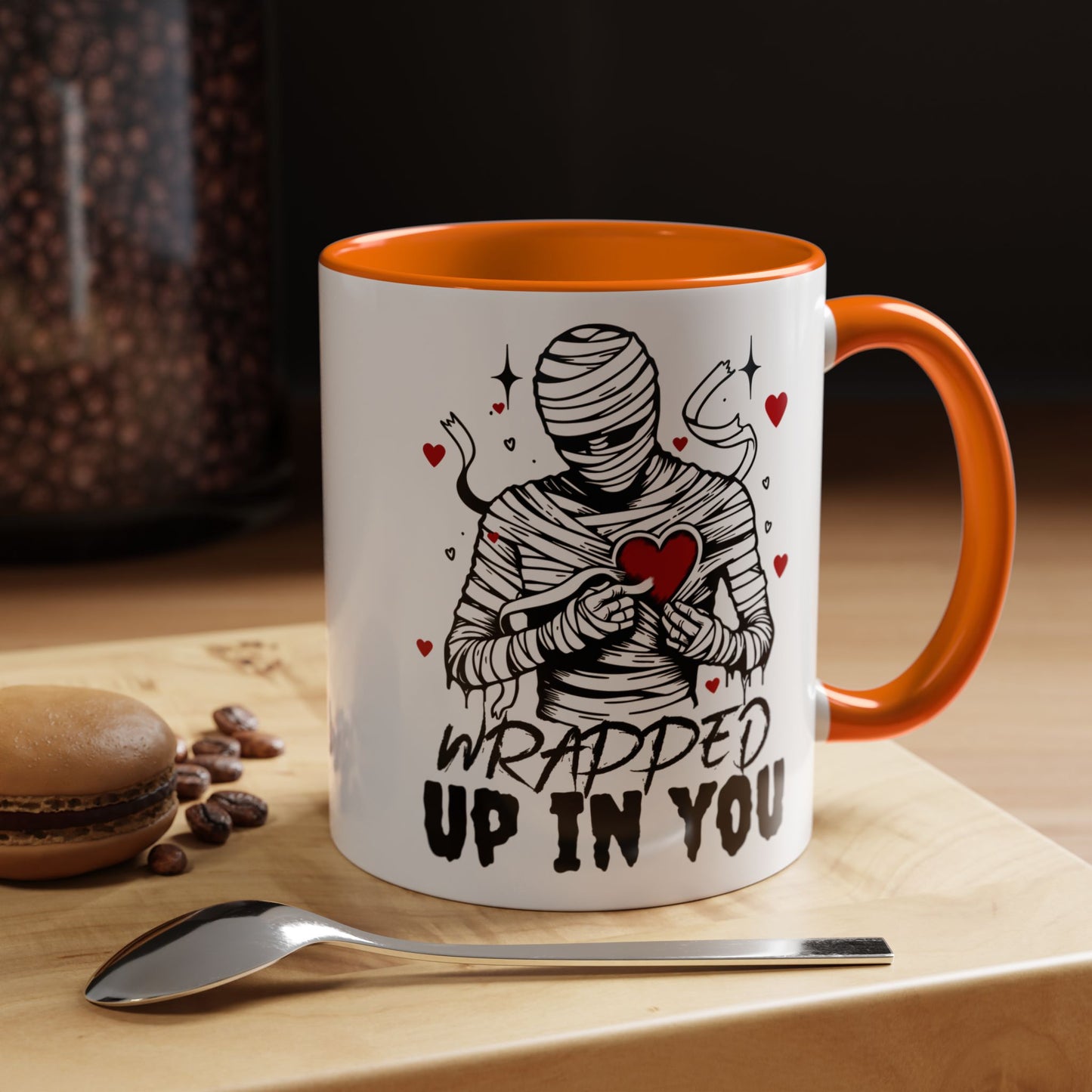 Wrapped Up In You Coffee Mug — Romantic Mummy Heart Accent Mug (11/15oz)