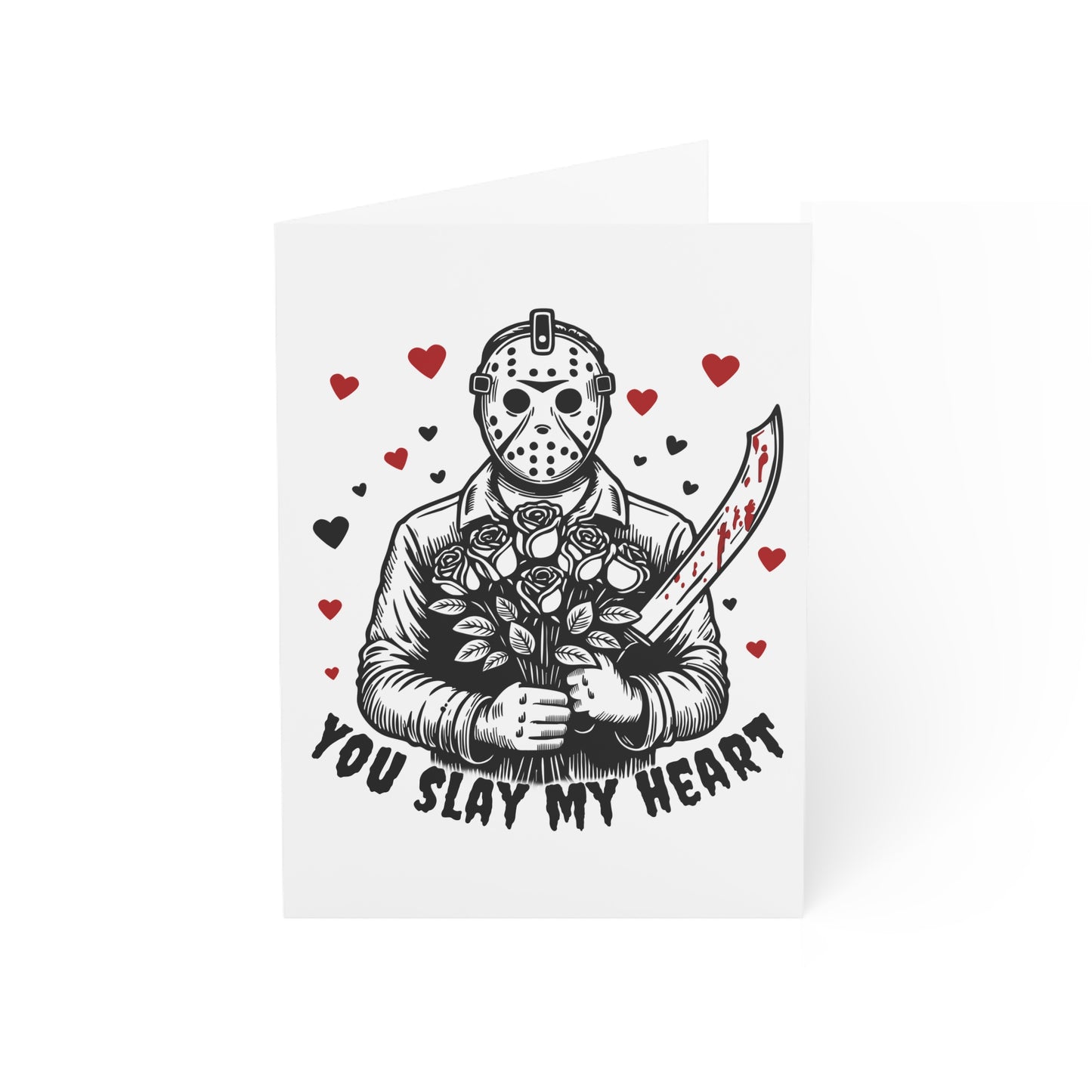 Greeting Card — “You Slay My Heart” Horror Valentine Card (Jason-Inspired, Funny Romantic Anniversary & Valentine’s Day Card)