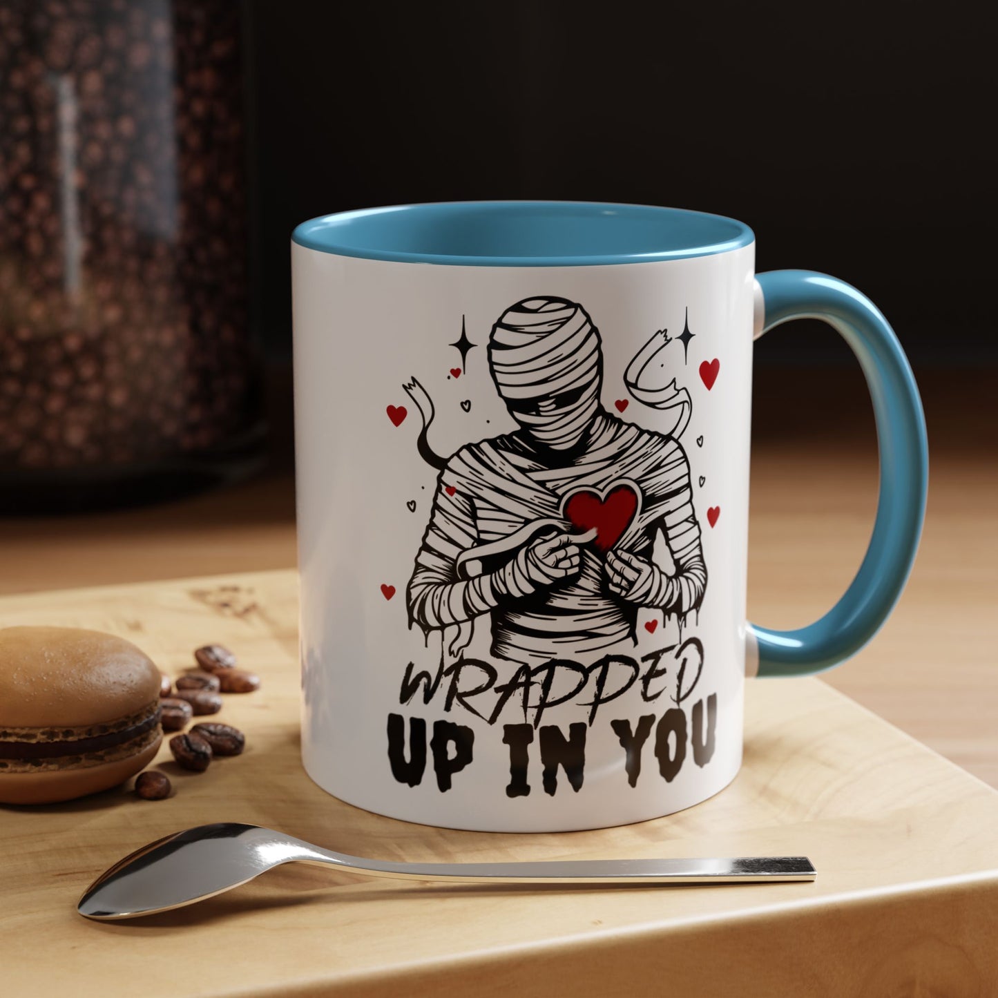 Wrapped Up In You Coffee Mug — Romantic Mummy Heart Accent Mug (11/15oz)