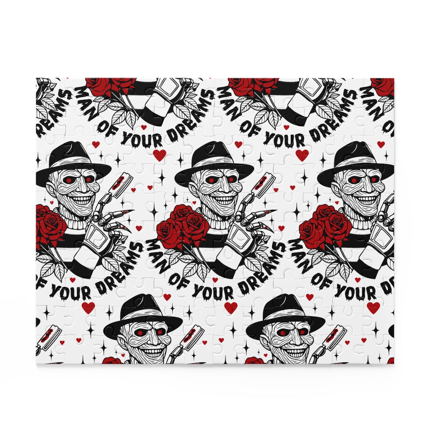 Horror-themed Jigsaw Puzzle — “Man of Your Dreams” Skull & Rose Pattern (120/252/500 pcs)