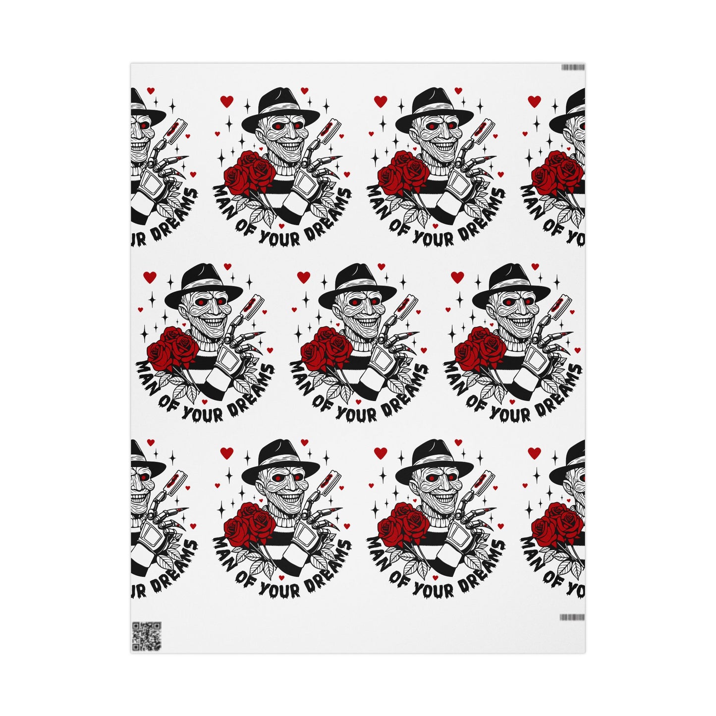Skull & Rose Wrapping Paper - 'Man of Your Dreams' Gothic Valentine Gift Wrap