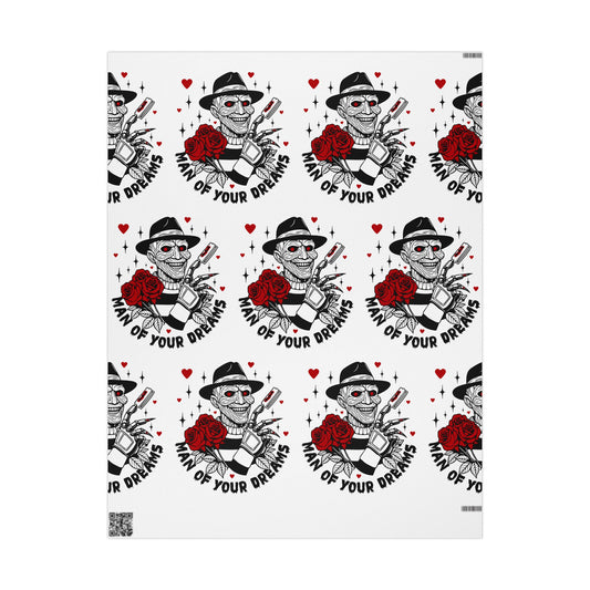 Skull & Rose Wrapping Paper - 'Man of Your Dreams' Gothic Valentine Gift Wrap