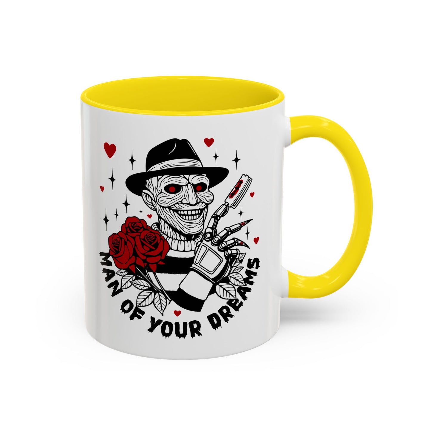 Man of Your Dreams Accent Coffee Mug — Horror Freddy-Inspired Skull with Rose (11/15oz)