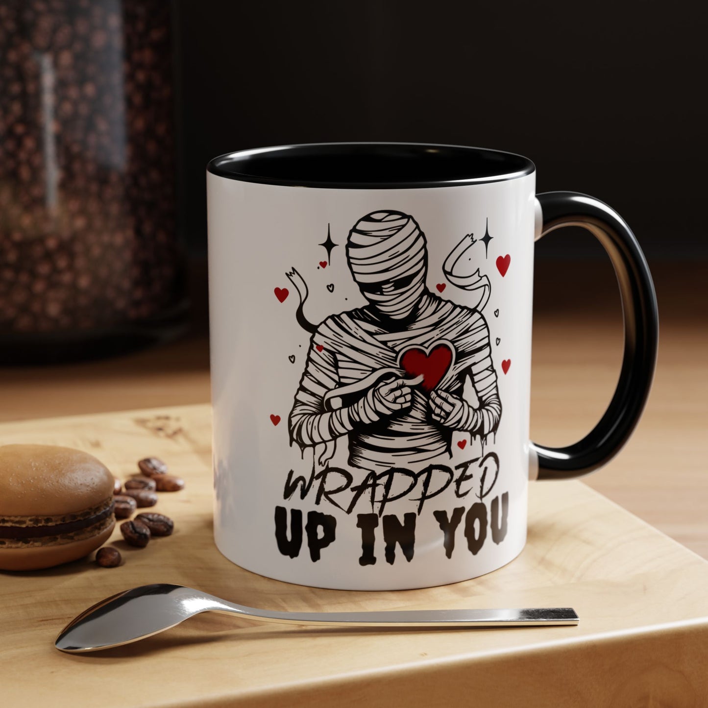 Wrapped Up In You Coffee Mug — Romantic Mummy Heart Accent Mug (11/15oz)