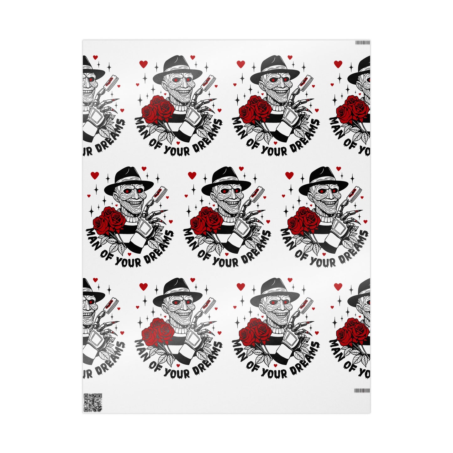 Skull & Rose Wrapping Paper - 'Man of Your Dreams' Gothic Valentine Gift Wrap