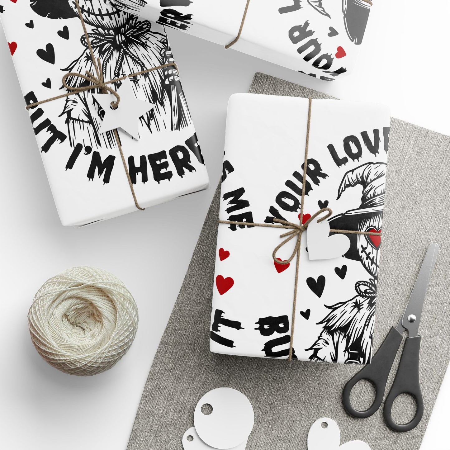 Spooky Love Wrapping Paper - 'Your Love Scares Me But I'm Here For It' Valentine's Gift Wrap