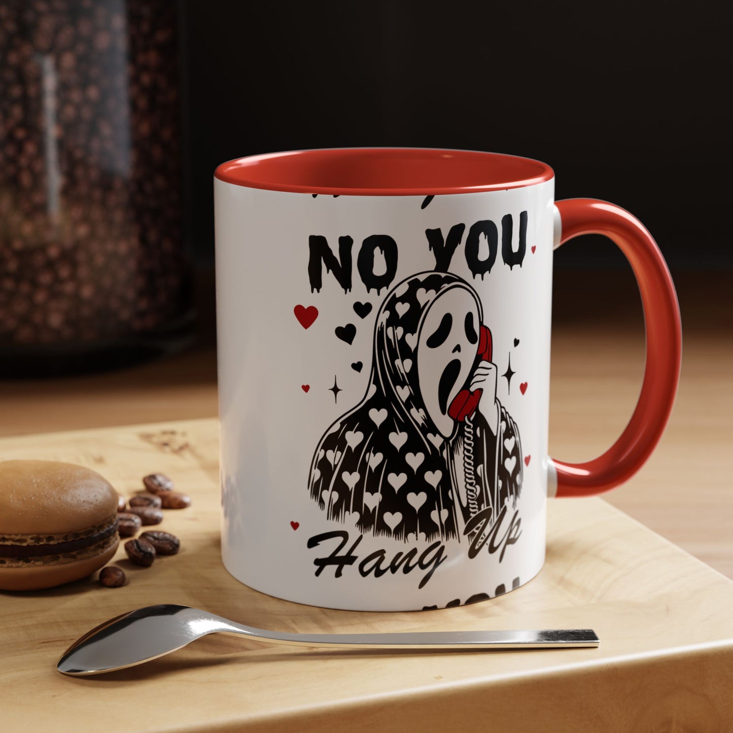Coffee Mug — "No You Hang Up" Scream Mask Gothic Heart Accent Mug (11/15oz)