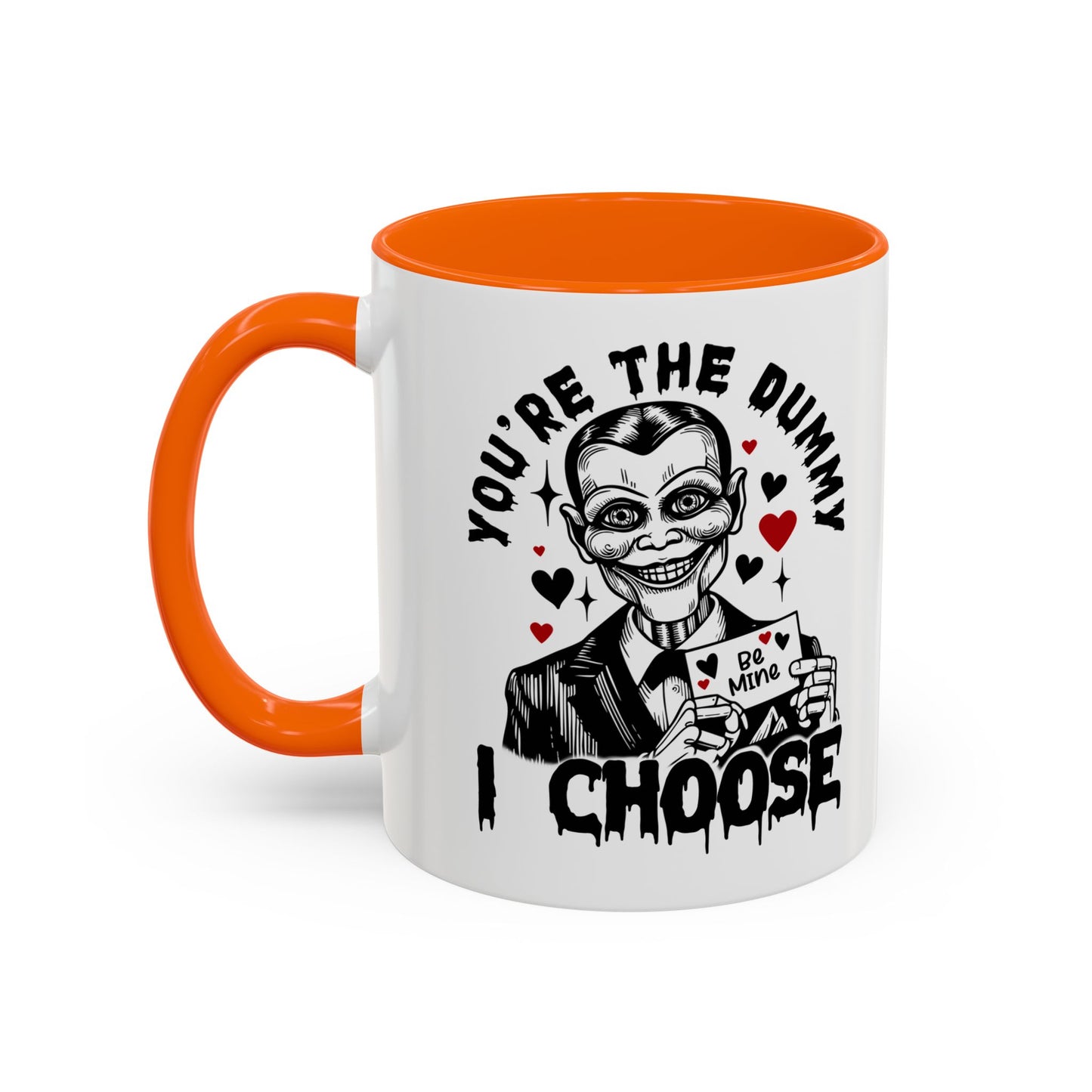 Valentine Ventriloquist Doll Coffee Mug — "You're the Dummy I Choose" Accent Mug