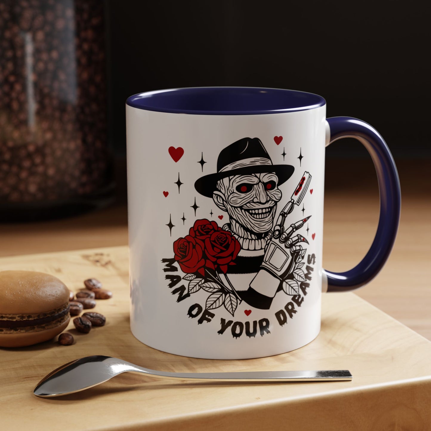 Man of Your Dreams Accent Coffee Mug — Horror Freddy-Inspired Skull with Rose (11/15oz)