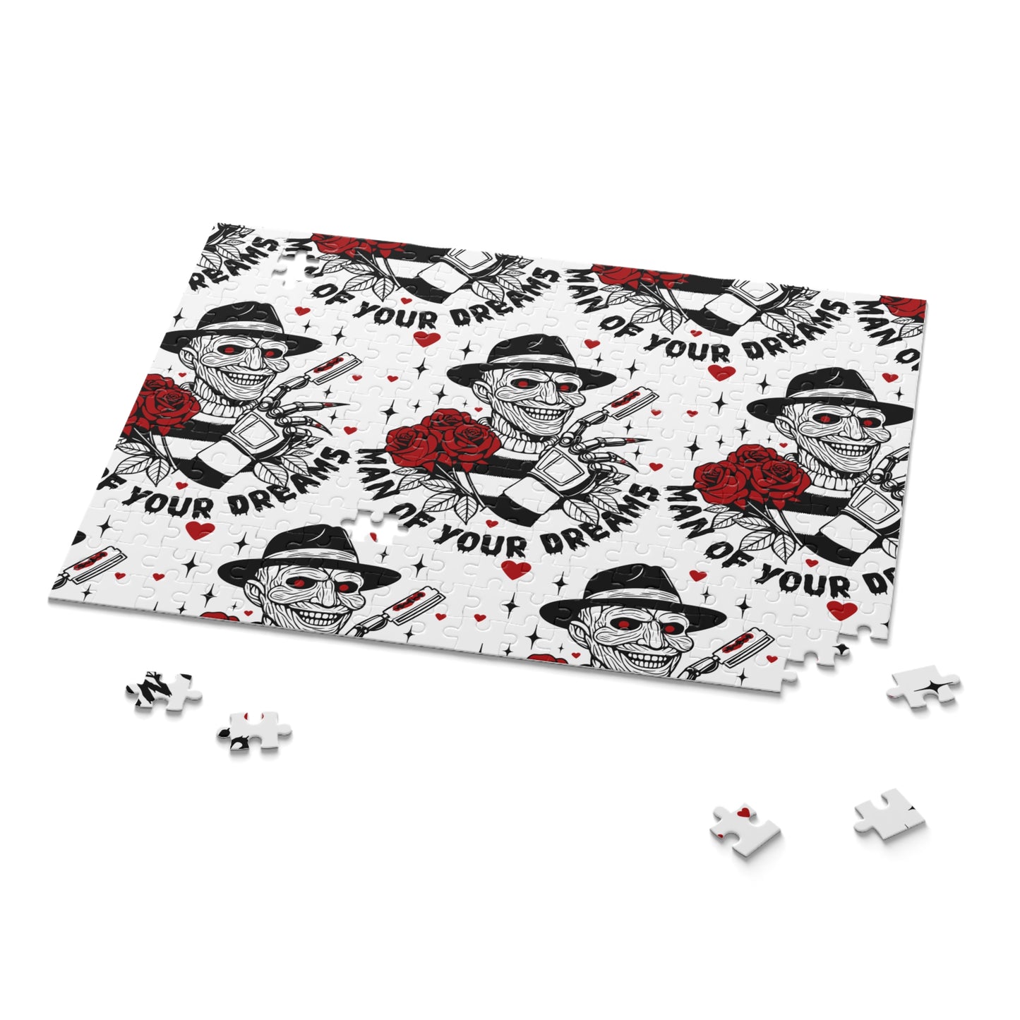 Horror-themed Jigsaw Puzzle — “Man of Your Dreams” Skull & Rose Pattern (120/252/500 pcs)