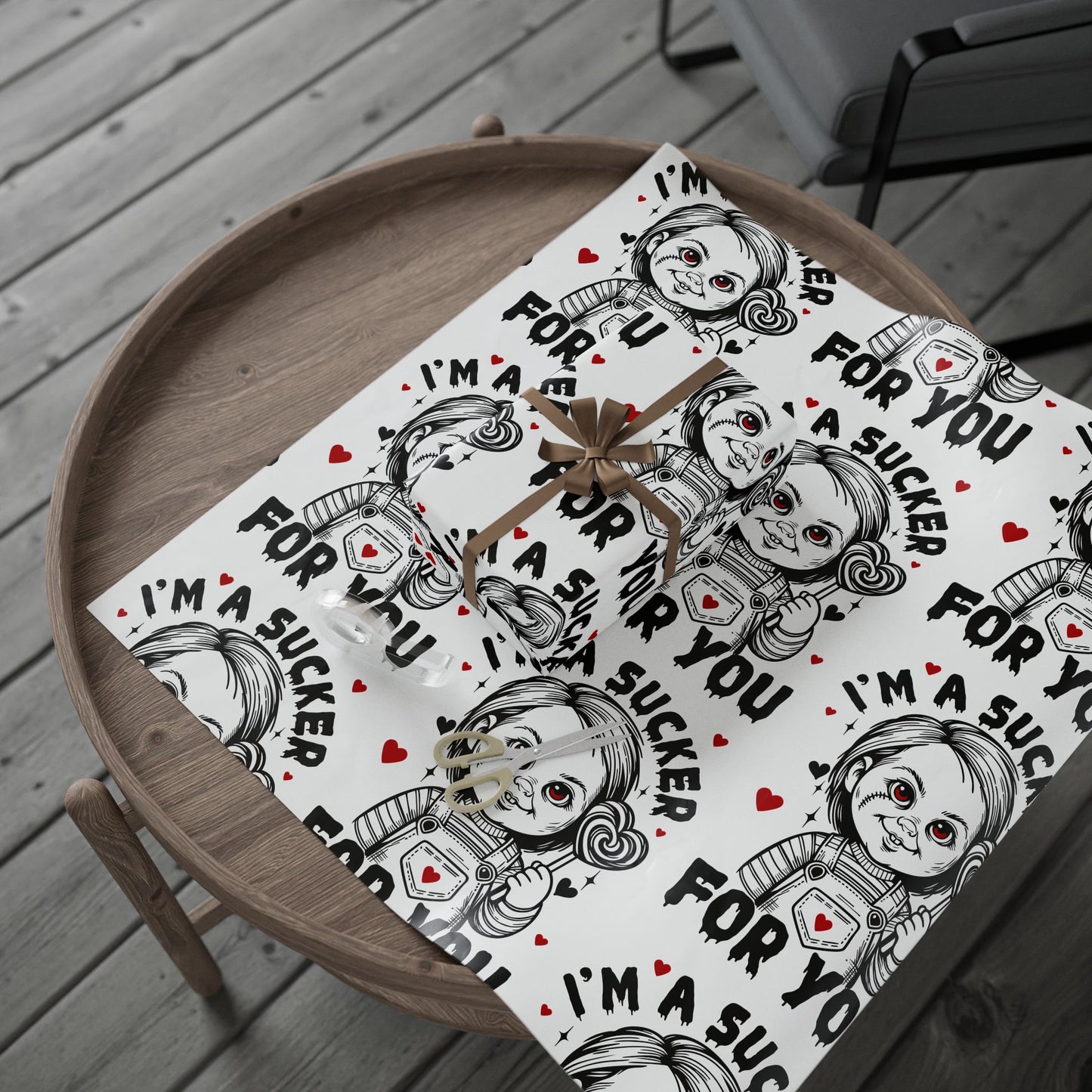 Valentine’s ‘I’m A Sucker For You’ Wrapping Paper — Cute Vampire Love Gift Wrap