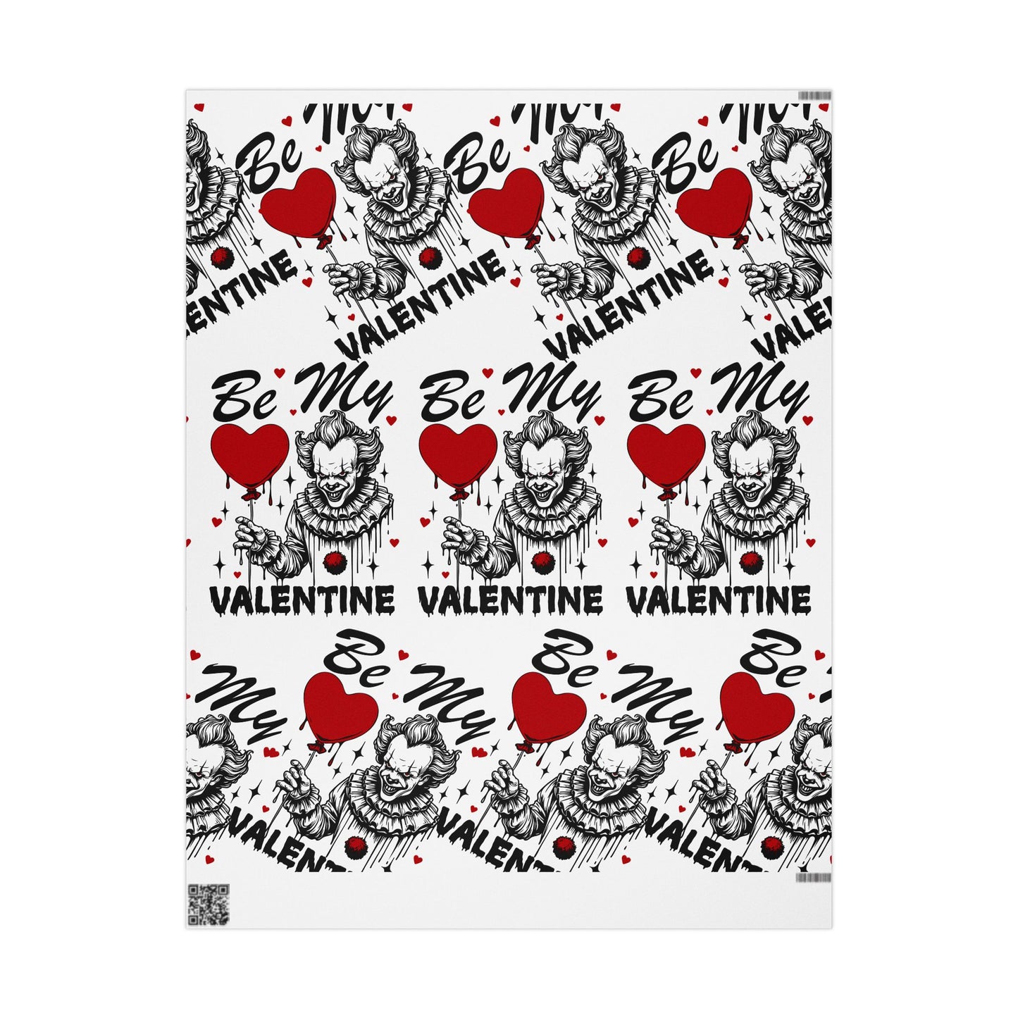 Be My Valentine Clown Wrapping Paper — Horror Valentine Gift Wrap