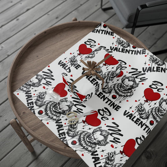 Be My Valentine Clown Wrapping Paper — Horror Valentine Gift Wrap