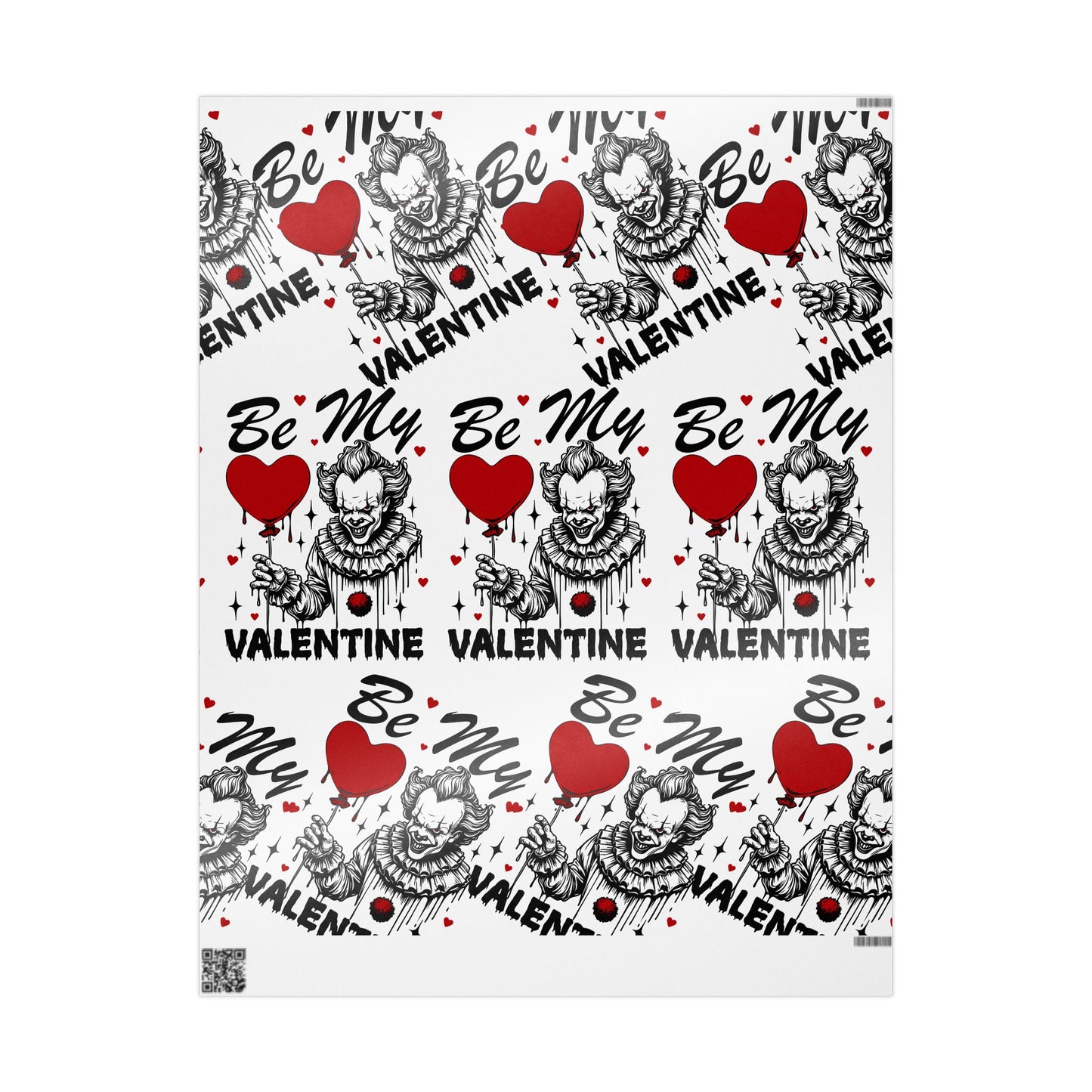 Be My Valentine Clown Wrapping Paper — Horror Valentine Gift Wrap