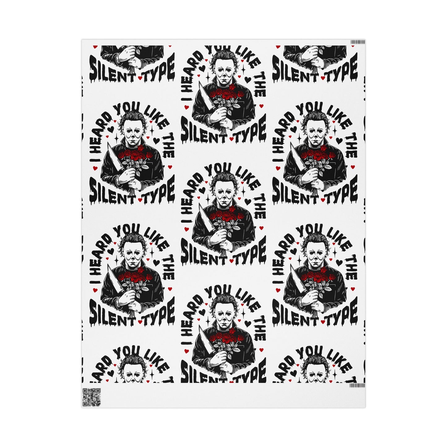 Horror Movie Wrapping Paper — “I Heard You Like the Silent Type” Pattern